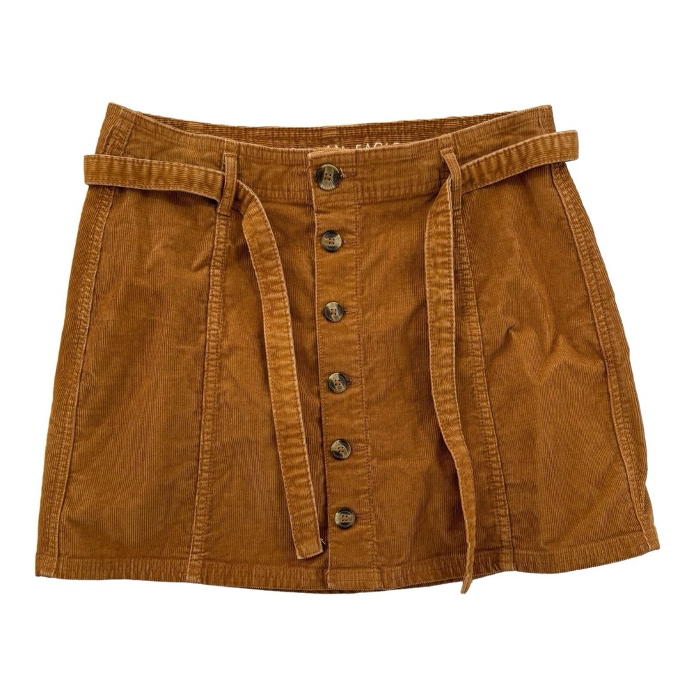 American Eagle‎ Corduroy Skirt Womens 6 High Rise A Line Short Button Front Tie